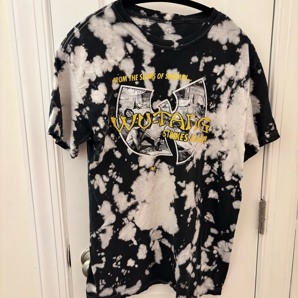 Wu-Tang Clan Black and White Tie-Dye Short Sleeve Tee size L